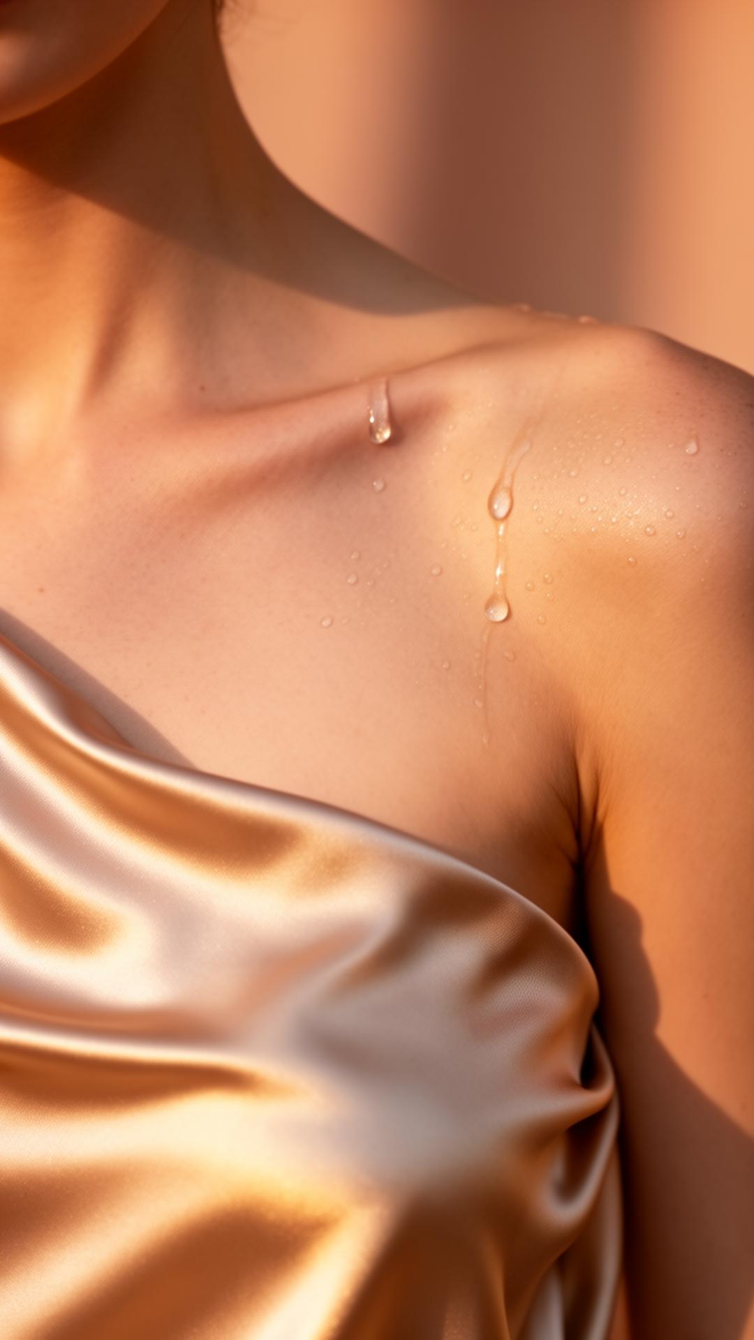 Champagne silk on skin